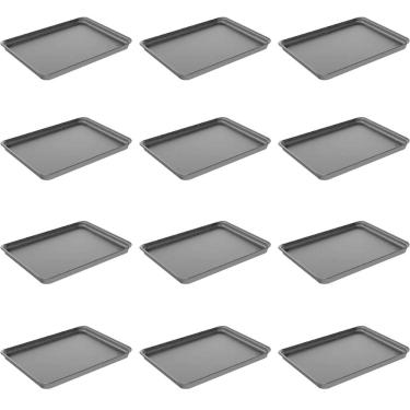 Imagem de Kit 12 Bandejas Plásticas Servir Coza 32x23cm Preto Restaura