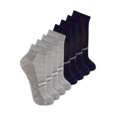 Imagem de Kit com 8 Pares de Meias Esportiva Cano Curto Speedo 8033 Colorido, Az