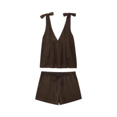 Imagem de Conjunto Feminino De Verão Estilo Praia Com Top Sem Mangas Decote V E 