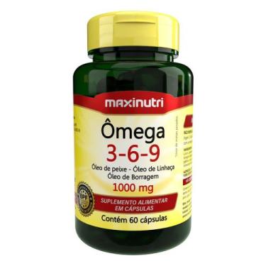 Imagem de Ômega 3 6 9 Linhaça Borragem Vitamina E 1000mg 60 Cápsulas - Maxinutri