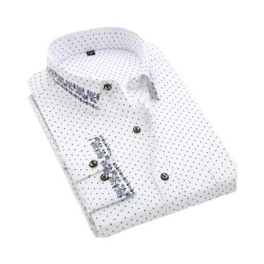 Imagem de Camisa Masculina Slim Fit Estampada De Manga Longa Primavera Verão Sem