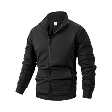 Imagem de Jaqueta Masculina De Manga Longa Com Zíper, Cor Sólida, Quente Para O 