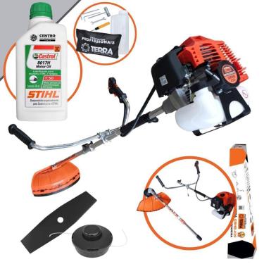 Imagem de Roçadeira Dobrável Bi-partida GRHB430 Terra Á Gasolina 2T 43cc 1,7Hp 12.000RPM Alta Rotação Completa Com Lâmina Facão e Carretel Nylon + ÓLEO STIHL