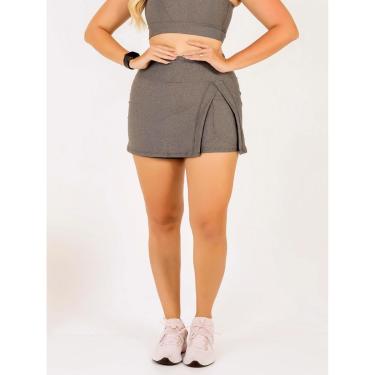 Imagem de Short Saia Fenda Lateral Feminino Com Bolso Beach Tennis Treino Academia Fitness Caminh...