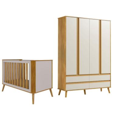 Imagem de Kit Berço Evolutivo 4 em 1 Theo Guarda Roupa Infantil  MDF 