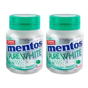 Imagem de Kit 2 Mentos Pote Pure White Spearmint Goma de Mascar Sem Açucar