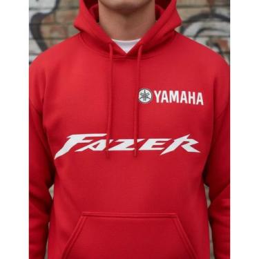 Imagem de Blusa de Frio Moletom Fazer Yamaha Casa Canguru Unissex, Vermelho, M