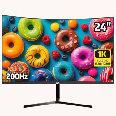 Imagem de ZZA Monitor curvo para jogos de 24 polegadas 200hz/180hz, tela de computador sem moldur...