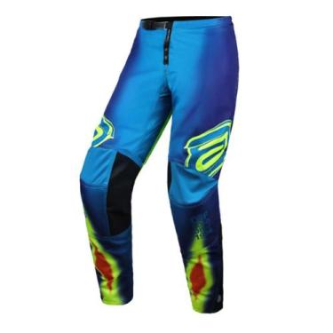 Imagem de Calça Motocross Cross ASW Image Elysium Azul Moto Trilha, Azul Amarelo