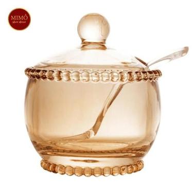Imagem de Açucareiro cristal c/ colher pearl âmbar - Mimô Store Decor