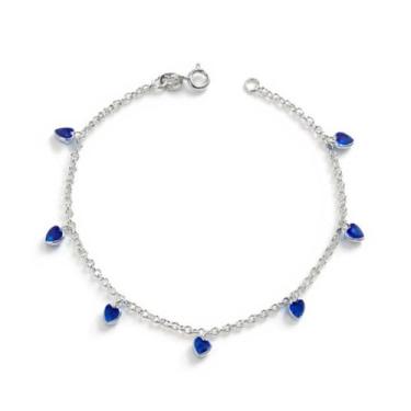 Imagem de Bracelete Pulseira Prata Pingente Pedra Zircônias Delicada - Lojas La&