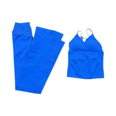 Imagem de Conjunto De Ginástica Feminino De 2 Peças Sem Costura, Top De Treino D