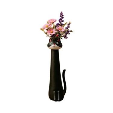 Imagem de Vaso De Resina Em Forma De Gato Com Pescoço Longo Para Arranjos Florai
