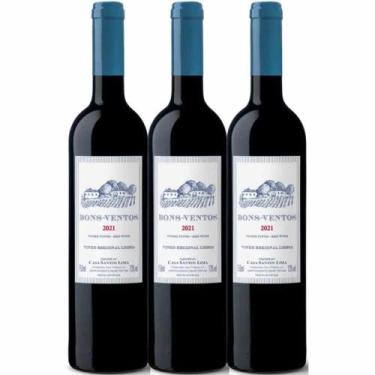 Imagem de Kit 3 Garrafas Vinho Tinto Bons Ventos 750ml