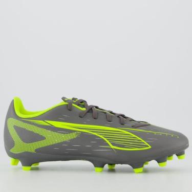 Imagem de Chuteira Puma Ultra 5 Play Campo Cinza e Verde, 39