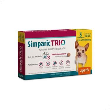 Imagem de Simparic TRIO Cão 1,25 a 2,5kg Vermífugo Pulga Carrapato 3cp Quantidad