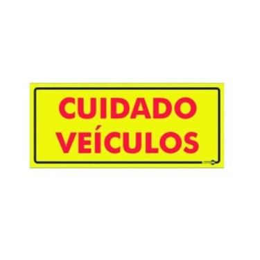 Imagem de Placa de Sinalização Plástico 15x20cm Cuidado Veículo PS468 Encartale