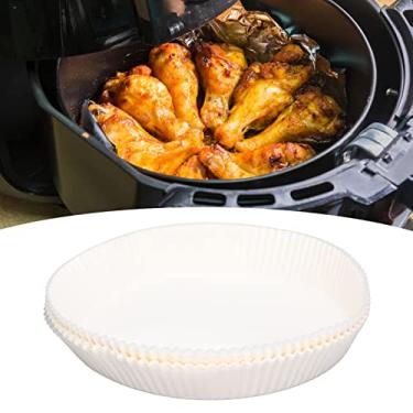 Imagem de forro de papel redondo de 6,Forro de papel descartável de fritadeira a ar,3 polegadas para fritadeira a ar, antiaderente, à prova de óleo, forro de papel de qualidade alimentar para assar microondas