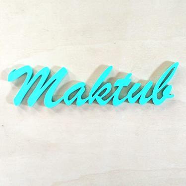 Imagem de Adorno De Parede "Maktub" - Já Estava Escrito - Lettering, 3D, quadrinho - Toque 3D Cor:Azul Tiffany