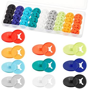 Imagem de 40 peças clipes de babador de corrida número de corrida sistema de fixação de fivela suporte de babador de corrida de triatlo fivelas número de maratona suportes de fixação para corredores eventos de campo, cores mistas