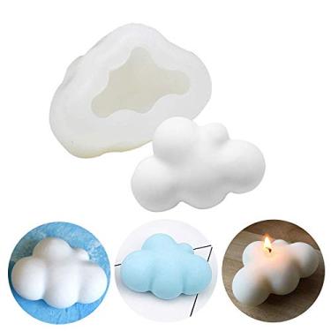 Imagem de MoldFun 3D Cloud molde de silicone para Fondant, Chocolate, Candy, Candle, Sabonete, Bomba de Banheiro, Loção Bar, Gesso de Paris (Branco/Rosa)