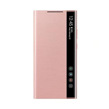 Imagem de Capa de atendimento flip-free com espelho Smart View para Galaxy Note 20 / Note20 Ultra 5G Capa de LED para telefone, ouro rosa, para Note 20 Ultra
