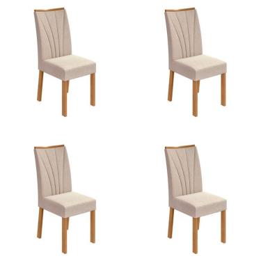 Imagem de Conjunto com 4 Cadeiras Apogeu Linho Bege e Amêndoa Clean