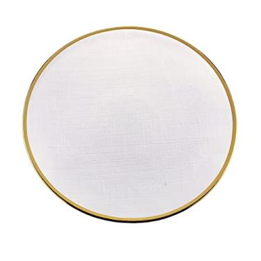 Imagem de WOLFF - Prato Sobremesa Cristal de Chumbo C/Borda Dourada Linen 21cm