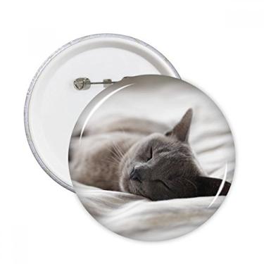 Imagem de Animal Fofo Fotografia Gato Cinza Pinos Redondo Emblema Decoração Roupas 5 peças Presente