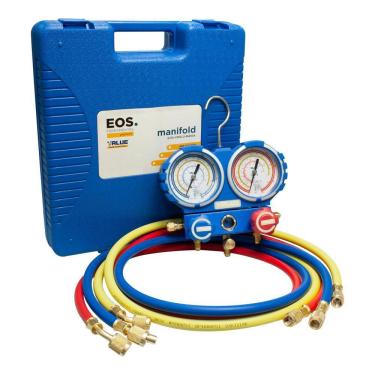 Imagem de Kit de Manifold Profissional EOS com Mangueira de 1,2m para R22/R134A/407com410A e Maleta -