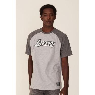 Imagem de Camiseta Nba Raglan Estampada Los Angeles Lakers Casual Cinza Mescla