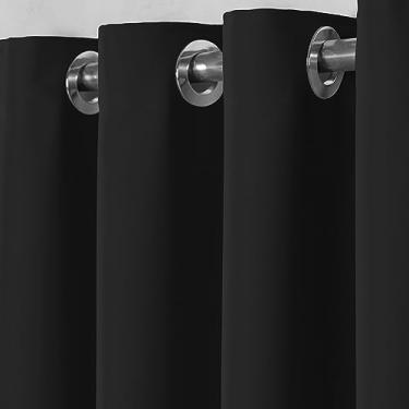 Imagem de Cortina Blackout Tecido Liso Com Ilhós Cromado Para Sala Ou Quarto Varios Tamanhos. (4,00m x 2,80m(Parede de 3M, Preta)