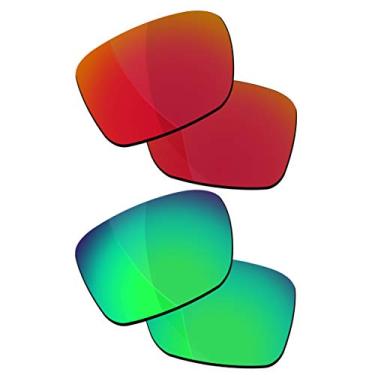 Imagem de RockShell Lentes polarizadas de reposição para óculos de sol Oakley Jupiter Squared OO9135/Jupiter Carbon OO9220 - vermelho lava + verde Python