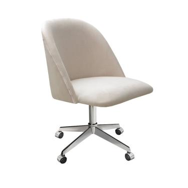 Imagem de Poltrona Decorativa Gaia Giratória de Rodízio para Sala, Quarto, Recepção Bege Claro