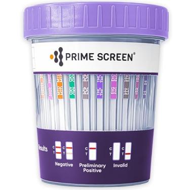 Imagem de Prime Screen Kit de 16 painéis de copo de teste de drogas (AMP, BAR, BUP, BZO, COC, mAMP, MDMA, MOP/OPI, MTD, OXY, PCP, THC, ETG, FTY, TRA, K2) - [pacote com 5]-CDOA-9165EFTK