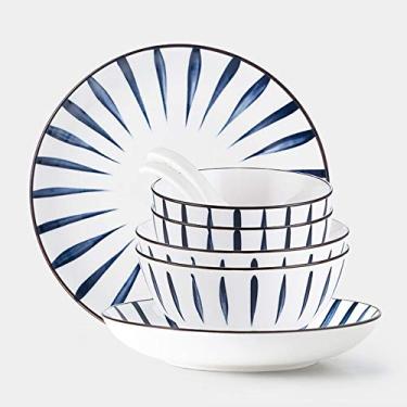 Imagem de Conjunto de louça de cerâmica, porcelana, 48 peças, incluindo conjunto de tigelas, pratos de sobremesa, pratos de sopa, pratos de jantar, pires, serviço de pratos de jantar para 8, para cozinha diária