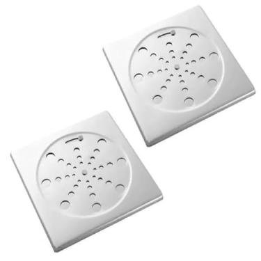 Imagem de Kit 2 Unidades Ralo Tampa Grelha Quadrado 10x10 Abre e Fecha em Aço Inox - Atenção: É Necessário o Porta Grelha (Não Acompanha) – Loja Roccamare.