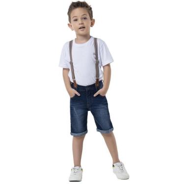 Imagem de Bermuda Jeans Infantil Menino  Com Suspensório Tam 1 a 4 - Mania Kids-Masculino