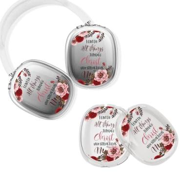 Imagem de WIRESTER Capa protetora de TPU transparente para fone de ouvido macia antiarranhões compatível com Apple AirPods Max - Versículos da Bíblia Cristã Filipenses 4:13