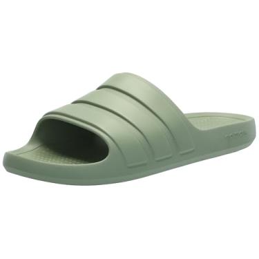 Imagem de adidas Sandália unissex Adilette Flow Slide, Verde barraca/verde barraca/verde barraca, 12 Women/11 Men
