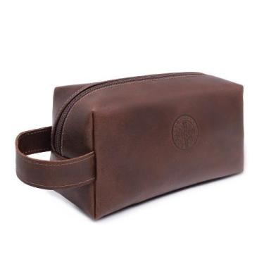 Imagem de Necessaire Couro Fossil Premium Resistente Forro Impermeavel Ziper Est