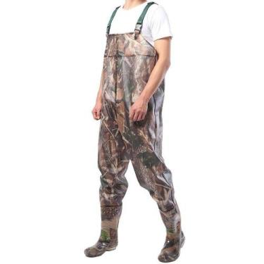 Imagem de Macacão Impermeável Camuflado Com Bota Tipo Jardineira para Caça e Pes