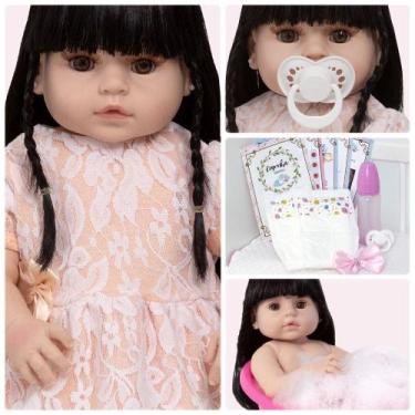 Imagem de Bebe Reborn Menina Morena Siliconada Com Acessórios Barata - Cegonha R