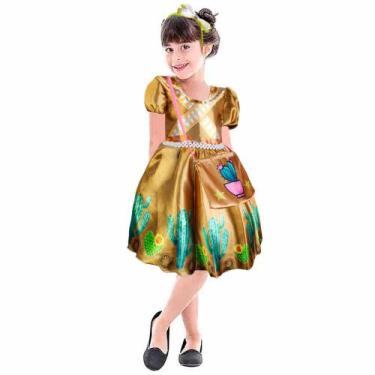 Imagem de Vestido Feminino Infantil Festa Junina Maria Bonita Com Bolsa e Tiara 