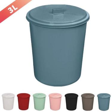 Imagem de Lixeira Multiuso 3L Com Tampa Colorida Usual Utilidades, Azul Acetinad