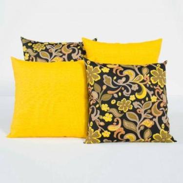Imagem de  kit 4 capas de almofadas Gorgurinho/oxford amarelo 45x 45 - THAIS ENX