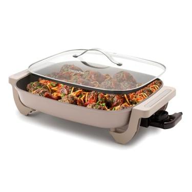 Imagem de GreenPan Frigideira Elétrica de Bancada Clássica de 30,5 x 38 cm com Tampa, Antiaderente de Cerâmica Saudável Argila sem PFA, 6 em 1, 7 Litros