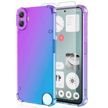 Imagem de Osophter Capa for Nothing CMF Phone 1: Mulheres Meninas com Protetor de Tela Cantos Reforçados TPU Absorção de Choque Flexível Cor Gradiente Nada CMF Telefone 1 Capa de Telemóvel (Roxo Azul)