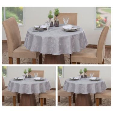 Imagem de Kit 3 Toalhas De Mesa Luxo Redonda 4 Lugares Sala Jantar Jacquard - Lu