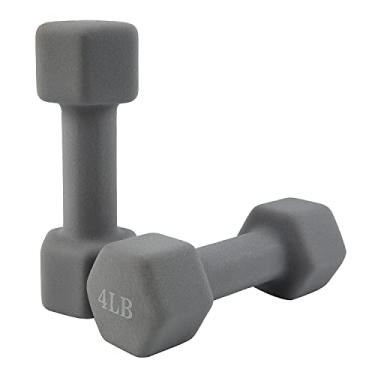 Imagem de Saorzon Conjunto de 2 halteres para exercícios físicos para casa, academia, pesos livres, sinos hexagonais, cinza, 1,8 kg